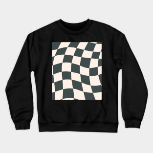 Sage Checkered Retro Pattern Print Green Crewneck Sweatshirt